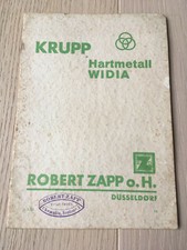 Broschüre Krupp Hartmetall WIDIA Robert Zapp Düsseldorf Chemnitz März 1935  