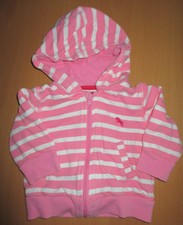 Baby H&M  Gr.  74 warme Jacke mit Kapuze Mädchen - rosa-weiss gestreift