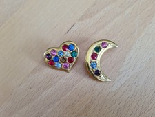 Broschen Herz und Mond Mit Bunten Steinen