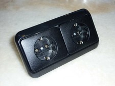 BUSCH JAEGER SET ALPHA NEA Basaltschwarz 2 Stück Steckdosen mit 2-fach Rahmen