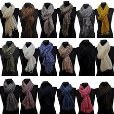 Damen Herren Uni Stola Schal  Halstuch Tuch Langschal Fransen Lang Loop schal 