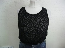 T-Shirt Tank Top spitze M 38-40  schwarz leo print 