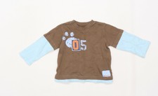 Mothercare Jungen Braun Basic T-Shirt Größe 9-12 Monate-Hot Dog