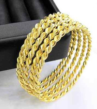 12 x Ikili Burma Bilezik 24 Karat vergoldet Gold GP 24 Ayar Altin Kaplama 0,5 cm