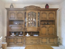 Wohnzimmer Schrank Eiche rustikal Bar Fach Schublade Vitrine mit Beleuchtung 