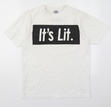 Seine Kolumne Herren Weiß Baumwolle T-Shirt Größe M Rundhalsausschnitt-sie leuchtet