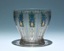 Signierte Jugendstil Glasvase Johann Oertel & Co. Haida um 1915