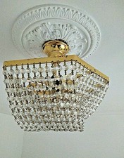 Deckenlampe Kronleuchter Kristall gold 30 x 30 x 30 cm Hexagon mit Birnen Berlin