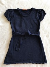 Hema Kleid Gr.86 92-Feines Strick Kleidchen in Blau m.Gürtel-Baumwolle-Klassisch