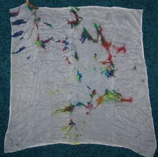 Damen Seidentuch Handbemalt 87 cm x 87 cm weiß Ponge 05