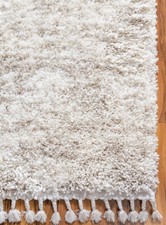 Webteppich Hochflor Shaggy mit Fransen weich 66 x 91 cm gewebt creme beige