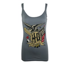 Damen Mädchen Harley Davidson NEU Glitzer Adler Baumwolle T Shirt Tank Tops 122