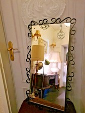 Schöner grosser Mid Century Spiegel Schmiedeeisen 90x46cm Wandspiegel 60er 