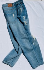 Only Damen Mom Jeans Gr.M/32 hellblau Denim hoch sitzend Risse