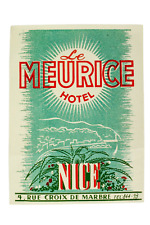 Alter 50er Jahre Kofferaufkleber Hotel LeMeurice Nizza Vintge Luggage Label Nice