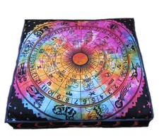 Mehrfarbig 90X90cm Astrologie Mandala groß quadratisch Bodenkissen Kissenbezug