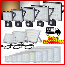 LED Fluter mit Bewegungsmelder Stecker 10-500W Außen Strahler Scheinwerfer IP65