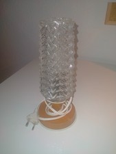 Nachttischlampe Kleine Lampe Vintage Holzsockel Glasschirm