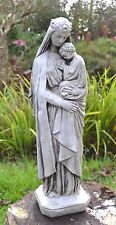 Madonna mit Kind weiß Aged Religiöse Statue Stein Haus Garten Ornament 51cm/20