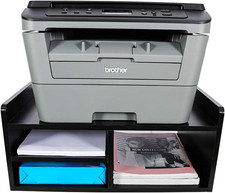 Easypag Desktop Holz 2 Etagen Drucker Ständer mit Ablage Fax Regal Büro schwarz