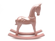 Vintage DEKO Schaukelpferd aus Holz - 25x23cm - rosa - Pferd Figur Skulptur