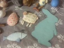 Konvolut Osterdeko Ostereier Osterhasen Schaf Lamm Blech Holz Keramik Ostern 