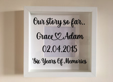 Boxrahmen Vinyl Aufkleber Aufkleber Wandkunst Zitat Unsere bisherige Geschichte.... Erinnerungen