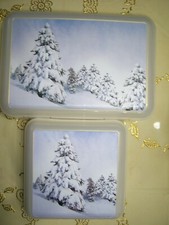 Lunchbox Keksbox Kleinteilebox (2) perlmuttfarben 2 Größen Schneemotiv neuwertig