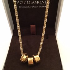 Hot Diamonds vergoldete auf Sterlingsilber Trio Halskette verpackt ungetragen 44 cm