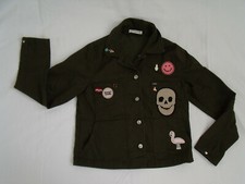 Mango Jacke Gr. S / 36 Khaki Sticker Skull Totenkopf Punk und mehr