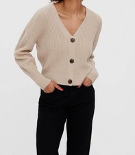 Vero Moda Strickjacke VMLEA LS V-NECK CUFF CARDIGAN 659183 Sand M