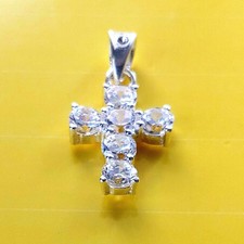 NEU Kreuz Antik Stil  Kettenanhänger Echt 925 Sterlingsilber Zirkonia Kristalle
