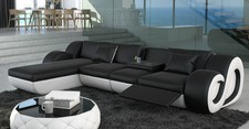 Ledersofa Eckcouch NESTA L Form Sofa LED Beleuchtung Designersofa Design Couch