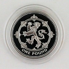 1999 Royal Mint Schottischer grassierender Löwe silberfest 1 Pfund £1, COA, blaue Box
