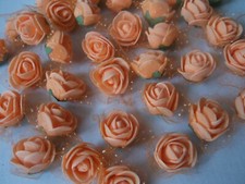 50 Mini Foam Rosen apricot orange  im Tüllmantel Deko Hochzeit Tischdeko 