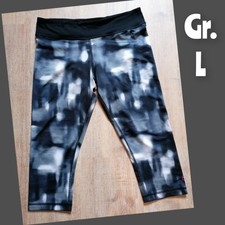 Orig Zumba ®Wear Sport Capri Leggings Gr L Fitness Schwarz weiß Batik 