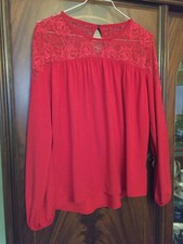 Bluse mit Spitze Jersey Gr. 32/34 Elegant