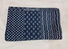 New Indigo Patchwork Indische Baumwolle Kantha Steppdecke Sofabezug...