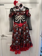 Mädchen Tag der Toten Off Die Schulter High-Low Rock Kostüm 11-12