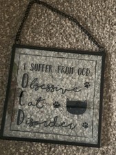 HÄNGENDE NEUHEIT SLOGAN KATZE GLASPLAKETTE RAHMEN 5 Zoll QUADRATISCHER WEIHNACHTSSTRUMPF