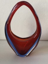 Vintage Mid Century Murano Sommerso Gehäuse Kunst italienische Glaskorb Vase.