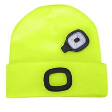 LED Beanie Mütze mit Licht USB Wiederaufladbare Winter Stricken Mütze Lampe DE