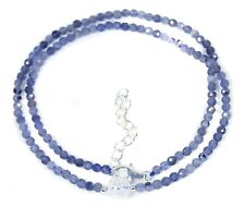 Iolith-Wassersaphir Edelsteinkette 925 Silber Ø-3 mm mit einer Bergkristallperle