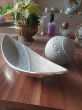 Dekoschale Obstschale Schale Boot 'Boccaccio' grau silber mit kugel