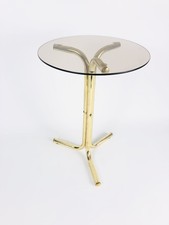 Blumen Hocker Metall Gold Pflanzen Ständer Deko Beistell Tisch 45 cm Rauchglas