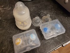 Neue MAM Anti Colic Babyflasche Gr. 0 130 ml inkl. 4 Nuckel Sauger Schnuller 