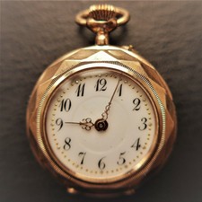 DAMEN TASCHENUHR, Gold-14K, hübsches Gehäuse, Zylinder, gute Funktion, ca. 1915