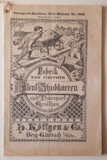 Köttgen & Co. Berg-Gladbach 1890 Schubkarren Transport-Geräte Katalog Rar!