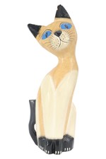 Dekofigur beige Holz Katze 
