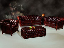 Chesterfield Sofagarnitur Leder 3/2/1 Manchester Polstergarnitur UVP*6.990,-